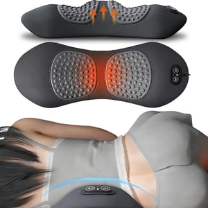 Smooth Triple Fusion Back Massager,3 in 1 Back Massagerr,Electric Lumbar Support Pillow Heat Vibration Massage Lower Back Spine Decompression Device(B)