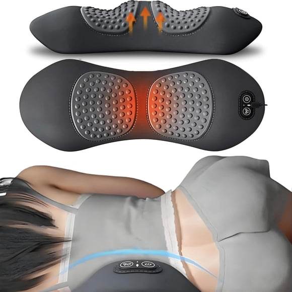 Appareil de Massage Dorsal à Triple Fusion Lisse, Masseur Dorsal 3 en 1, Oreiller Lombaire Électrique de Soutien, Massage par Vibration Thermique, Dispositif de Décompression pour le Bas du Dos et la Colonne Vertébrale (B)