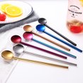 thumbnail image 4 of 304 Stainless Steel Strring Spoon Straw Round Spoon Head Drinking Spoon for Coffee Cocktail Smoothie (Rose Gold), 4 of 9