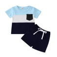 thumbnail image 1 of Sunnyoo Boys Patchwork Color Short Sleeve Pocket T Shirt Shorts Outfits Tracksuit, 1 of 3