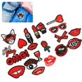 thumbnail image 4 of 20 Pcs Autocollants de Vêtements Rouges à Lèvres, Patchs Motif Lèvres, Patchs avec Colle pour Décoration de T-Shirts, Vêtements pour Filles, Gilets, Vestes, Chaussures, Blouses, 4 of 8