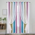 thumbnail image 4 of FcBaudy Home Decor, Room Decor, Gradient Striped Double-layer Shade Curtains Dreamy Star Shade Curtains Multi-color Curtains Suitable For Bedroom And Living Room Decoration Polyester curtains, 4 of 6