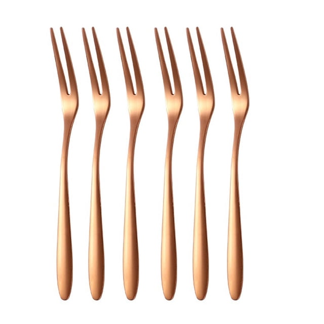6Pcs Stainless Steel Fruit Forks Mini Food Pick Cake Desserts Sushi Snack Sticks