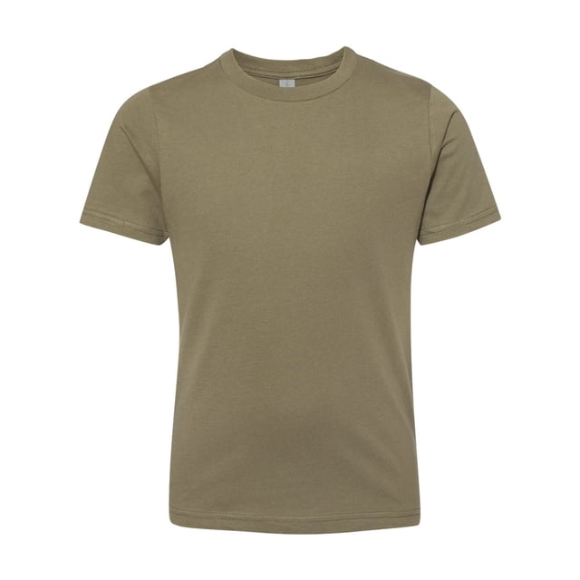 Next Level Chandail à Col Rond en Coton pour Jeunes, TG, Vert Militaire