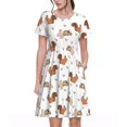 thumbnail image 1 of Bixox Women's Short Sleeve Summer Dress Loose Swing Knee Length Dresses with Pockets-Rabbit And Squirrel, 1 of 7