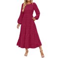 thumbnail image 2 of Gspmoly Robes Décontractées pour Femmes, Robe Élégante Décontractée à Manches Longues et Col Rond pour Femmes, Robes d'Été pour Femmes Offres Hebdomadaires, 2 of 6