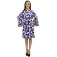 thumbnail image 3 of Bimba Leaf Printed Kimono Robe With Belt Bridesmaid Wedding Cover Up Wrap-16, 3 of 7