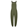 thumbnail image 2 of HAiming Women's Cotton Overalls Casual Loose Button Jumpsuits Adjustable Straps Wide Leg Rompers with Pockets, 2 of 6