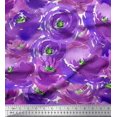 thumbnail image 1 of Soimoi Purple polyester Crepe Fabric Flower Watercolor Print Sewing Fabric BTY 42 Inch Wide, 1 of 3