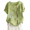 thumbnail image 4 of Birdeem Womens Fashion Summer Round Neck Leisure Short Sleeve Printed Buttons Tops, 4 of 7