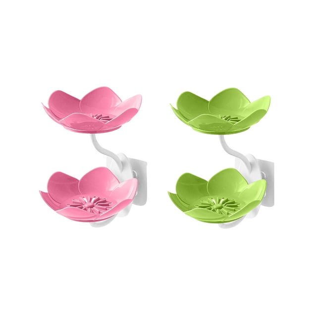 2-Piece Mixed Color Soap Box Set - Wall-Mounted Draining Soap Tray, Double Layer Storage, Prevents Mess, Keeps Counter Dry, for Household and Bathroom Organization