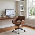 thumbnail image 3 of Homy Casa Faux Leather Desk Chair, Adjustable 360° Swivel Armchair with Wheels, Brown and Black, 3 of 10