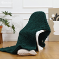 thumbnail image 4 of Comtest Chunky Knit Throw Blanket Chenille, Dark Green, 71"x80"(Queen Size), 4 of 6