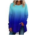 thumbnail image 1 of FAIWAD Women's Long Sleeve Tunic Tops Gradient Round Neck Trendy Spring Casual Pullover Tops, 1 of 5