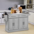 thumbnail image 2 of HOMCOM Kitchen Island with Stainless Steel Top, 2 Drawers and 2 Cabinets, 2 of 10