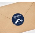 thumbnail image 3 of Darling Souvenir Round 45 Pcs Snowy Mountain Save The Date Stickers Personalized Bride Groom Names And Date Envelope Seals - Navy Blue, 3 of 4