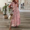 thumbnail image 2 of UPPADA Robe Maxi à Col en V pour Femme, Imprimé Floral, Robe d'Été Décontractée à Manches Courtes, Style Bohème, Robe de Plage avec Fente Latérale, Robe de Cocktail pour Fête, Robe pour Invitée de Mariage Élégante Rouge, TTTTG, 2 of 3