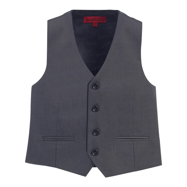 Gioberti Gilet de Complet Formel à 4 Boutons pour Garçon, Charbon, Taille 7