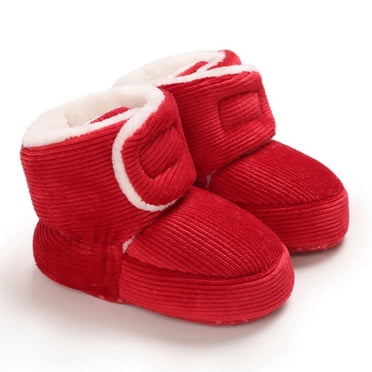 Newborn Baby Girls Cotton Soft Sole Winter Warm Snow Boots Infant Toddler Mid Calf Snow Boots For Baby Girls 0-18 Months