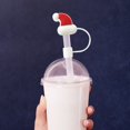 thumbnail image 2 of Reusable Cups with Lids and Straws,Reusable Cups with Lids and Straw Christmas Straw Cap Christmas Reindeer Snowman Cup Straw Cap Christmas Straw Stopper Straw Cap Reusable Straw Cap, 2 of 6