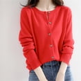 thumbnail image 4 of Hontri Cardigans pour Femmes Légers Offres à Moins de 15 $, Cardigan Basique pour Femmes à Col Rond, Manches Longues, Boutonné, Rouge TTG, 4 of 6