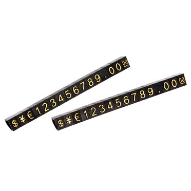 Uxcell Adjustable Mini Cube Price Tag Display Number Gold on Black 3.3x5.6mm 14 sets