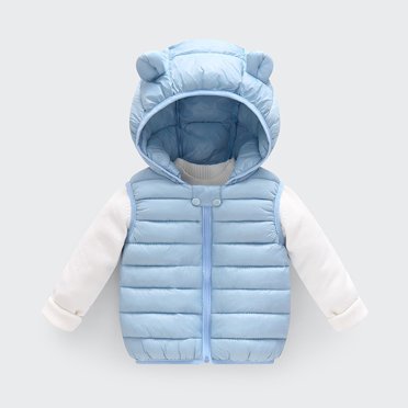 fatyb Gilet Matelassé à Capuche pour Tout-Petits Bébés Garçons Filles, Léger, Sans Manches, Épais, à Fermeture Éclair, Veste pour Enfants