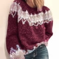 thumbnail image 2 of Manches Longues pour Femmes Mode Femmes Manches Longues Imprimé Léopard Patchwork Tricoté Chandail Chaud, 2 of 4