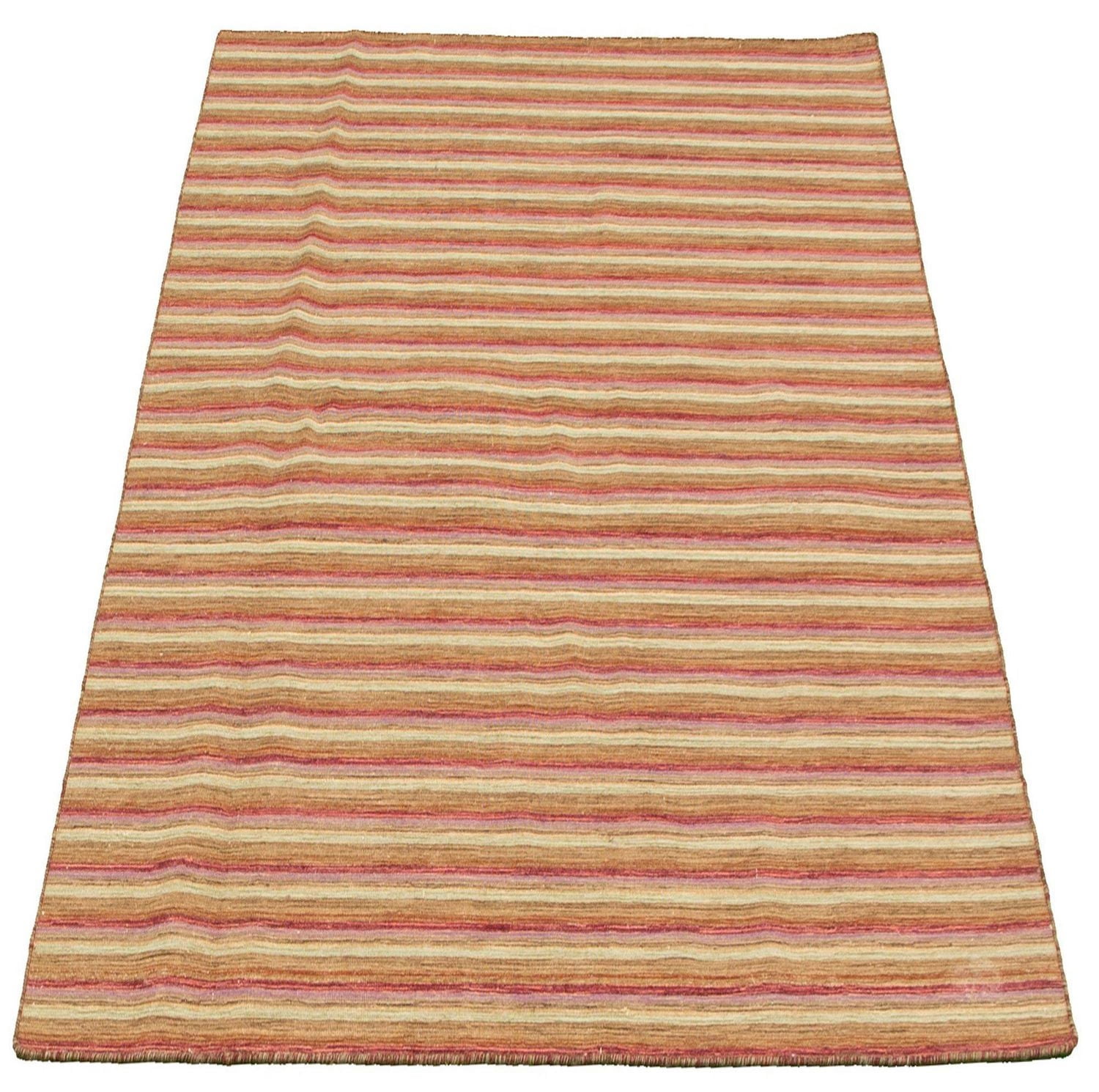 ECARPETGALLERY 4'7" x 6'7" Flat-weaves & Kilims Manhattan Hand Made Area Rug for Living Room, Dining Room and Bedroom in Brown