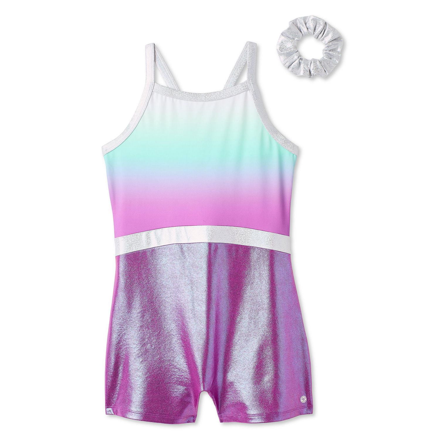 Justice Girls' Two Piece Colour Block Biketard Set