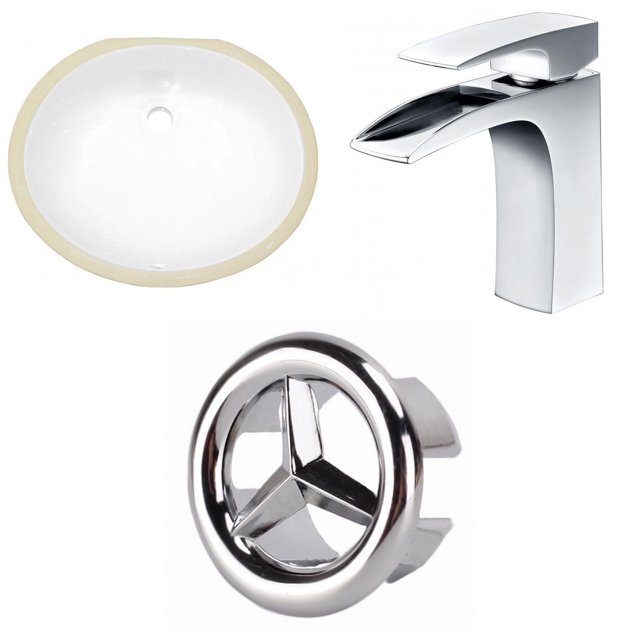 American Imaginations 19.5-in. W CUPC Oval Bathroom Undermount Sink Set In White - Chrome Hardware AI-26831