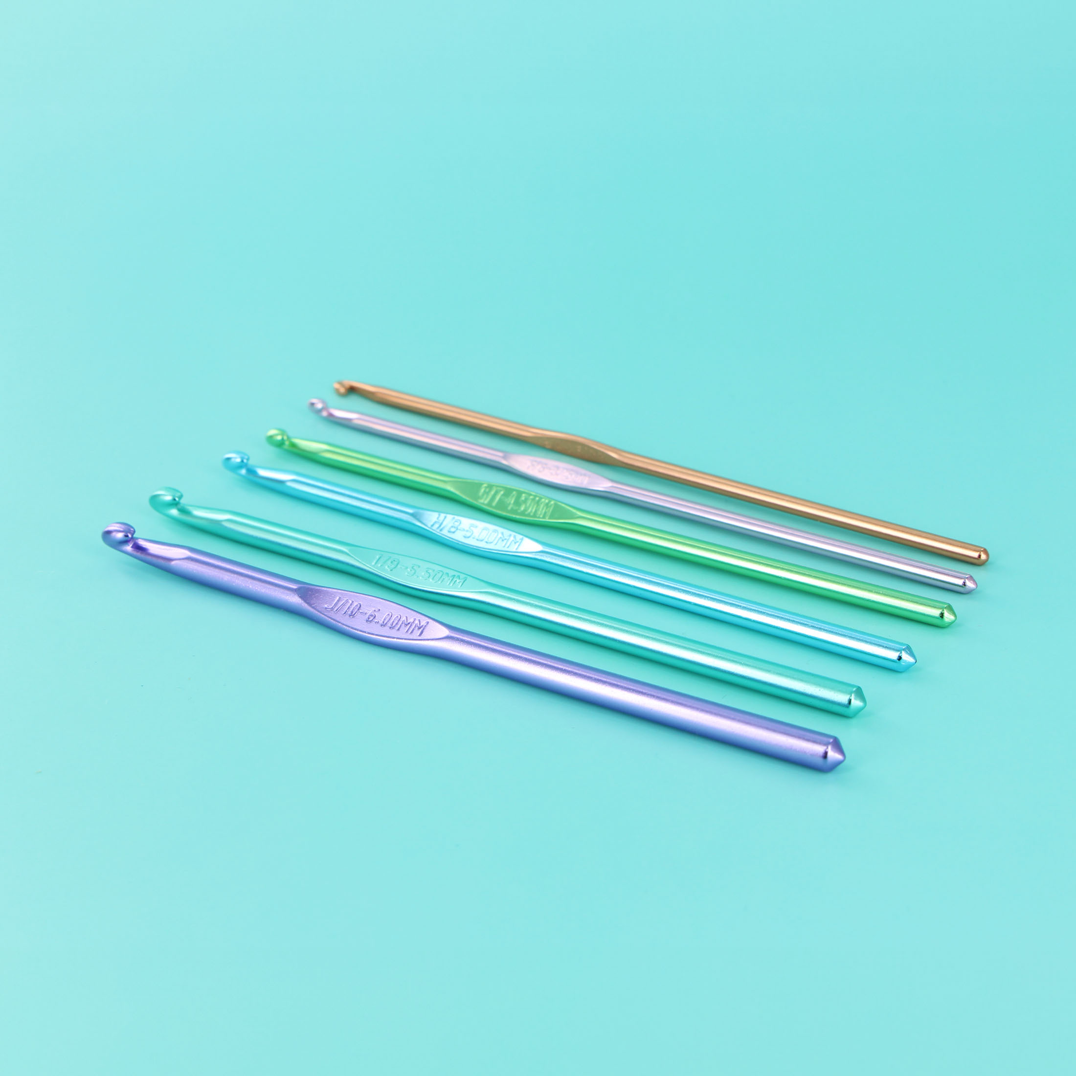 LOVE KNITTING ensemble de crochets - 6 pièces, 3.5-6 mm (0.24 po), 15 cm (5.9 po) aluminium