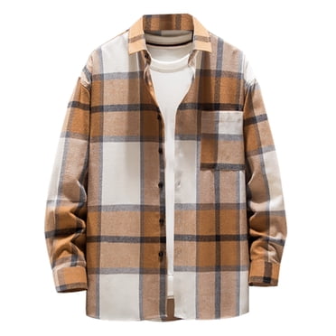Meichang Chemises en Flanelle pour Hommes Grande Taille à Carreaux Manteau Mode Urbaine Chemise Boutonnée Veste Coupe Moderne Manches Longues Veste de Travail d'Automne