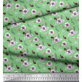thumbnail image 2 of Soimoi Green Poly Georgette Fabric Feathers & Anemone Floral Printed Craft Fabric 1 Yard 52 Inch Wide, 2 of 3