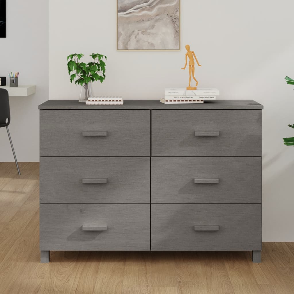 vidaXL Sideboard Hamar Light Grey 113x40x80 cm Solid Wood Pine 0 Shelves