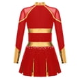 thumbnail image 4 of RUNQHUI Filles Enfants Paillettes Manches Longues Robe de Danse Ballet Uniforme d'Équipe Compétition Encouragement Danse Rouge 12, 4 of 7