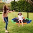 thumbnail image 3 of Patiojoy 40" Flying Saucer Tree Swing Set Outdoor Round Swing w/Adjustable Hanging Ropes for Children Tree Park Backyard, 3 of 6