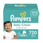Pampers Baby Clean Wipes Fragrance Free, 9 Flip-Top Pack (720 Wipes Total)