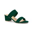 thumbnail image 1 of BLISSFUL STEP Women's Shoes Dual Straps Mid Chunky Heel Slide Sandals Green 7, 1 of 8
