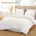 thumbnail image 3 of Nayoroom 3 Pieces White Ruched Duvet Cover Set Bed Set Boho Shabby Chic Bedding Set for Bedroom Soft Fluffy Ruffle Comforter Cover Set with Pillowcases,Full Size, 3 of 5