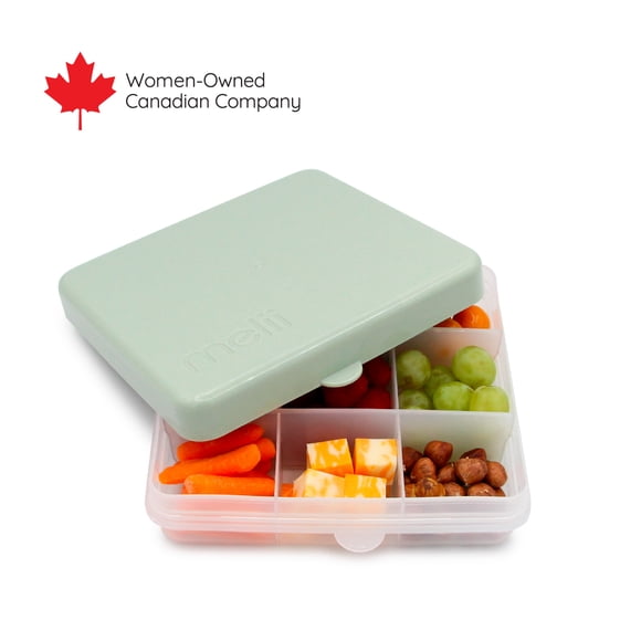 Melii Snackle 9 Compartment Square Snack Container for Adults and Kids, Total Capacity 30.6 oz / 900 ml