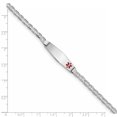 thumbnail image 3 of 14K White Gold Medical Soft Diamond Shape Red Enamel Anchor Link ID Bracelet, 3 of 3
