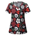 thumbnail image 1 of Dvkptbk Sarrau pour Femmes Hauts Imprimés Tenue de Soins Infirmiers avec Poches Mode Décontractée Col en V Manches Courtes T-Shirts, 1 of 5