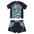 thumbnail image 3 of Kaerm Girls Swimsuit UPF 50+ UV Sun Protection 2 Piece Short Sleeve Swimwear Rash Guard Sets Summer Lily Pink 10, 3 of 7