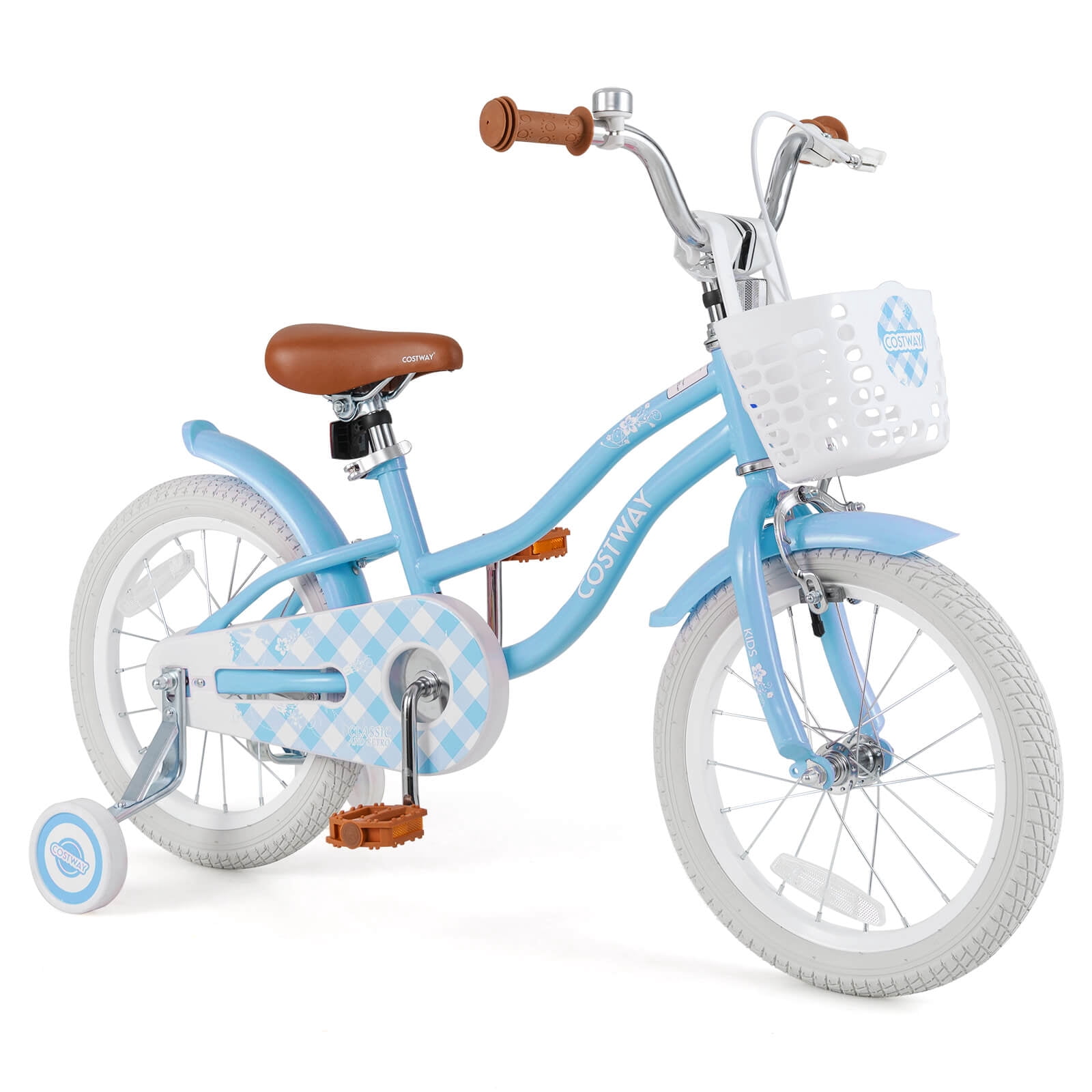 Costway 16" Kids Bike Toddler Adjustable Bicycle with Training Wheel for 4-7 Years Old Girl Blue