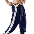 thumbnail image 3 of Men Tear Away Track Pants High Split Side Snap Cinch Bottoms Loose Sweatpants Long Trouser, 3 of 8