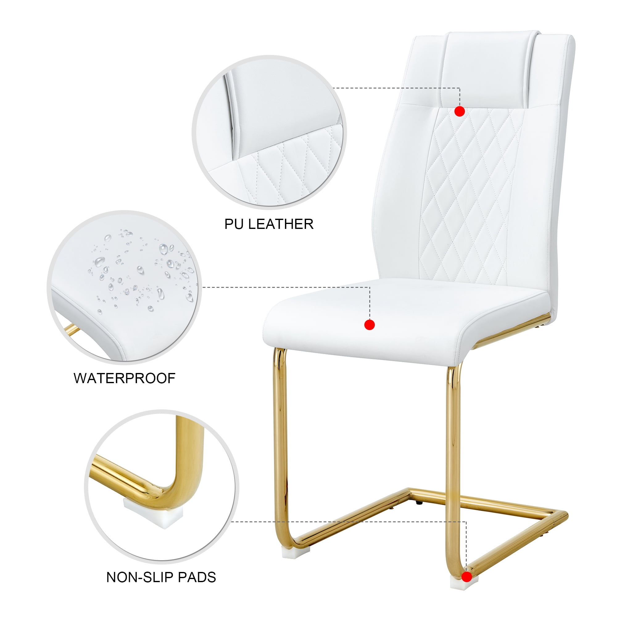 Noble House Modern style white PU dining chairs (4 per box) - featuring a mesh backrest design