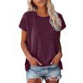 thumbnail image 1 of Hiiyo T-Shirt pour Femme Grande Taille à Manches Courtes, Col Ras du Cou, T-Shirt d'Été Décontracté (P-5TG), 1 of 6