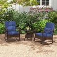thumbnail image 4 of Costway 3 PCS Rocking Bistro Set with Removable Cushions & Tempered Glass Top Coffee Table Navy, 4 of 10
