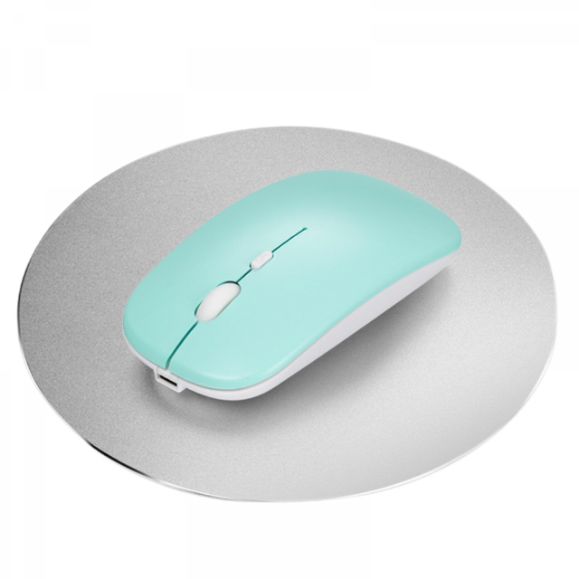 Souris Sans Fil Rechargeable, Souris Bluetooth Mince et Silencieuse 2,4 g Portable pour Bureau Mobile avec Récepteur USB, 3 DPI Réglables pour Ordinateur Portable, PC, Cahier, Ordinateur, de Bureau - Bleu Bonbon